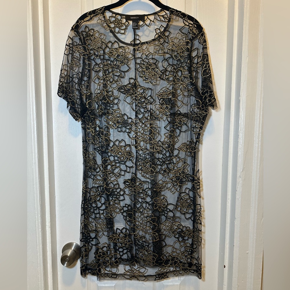 Forever 21 Black and Gold Lace Top